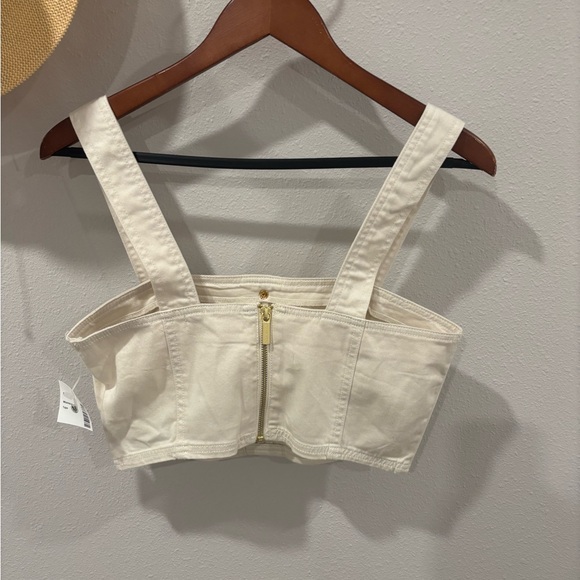 Michael Kors Women's Cream Cropped Button-Front Tank Top size Small - Picture 8 of 8